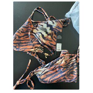 NWT Fashion Nova - Braelynn 2 Piece Bikini - Orange/combo size Large L